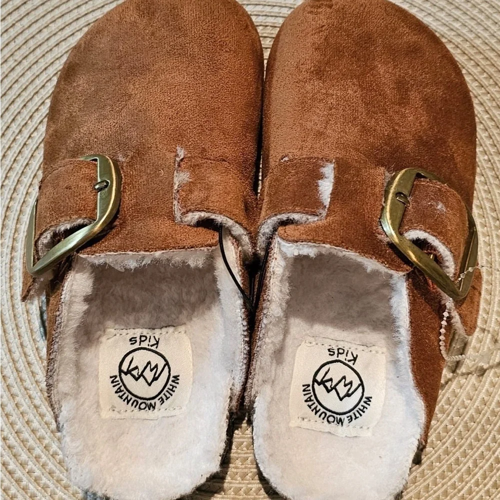 White Mountain Kids Brown Suede Slippers Size 13